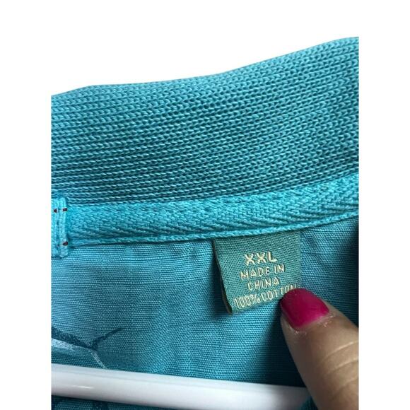 Tommy Bahama Relax Men's Quarter Zip Pullover Sweater XXL Teal Blue - Picture 4 of 11